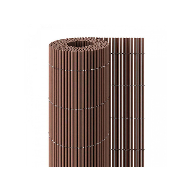 Canisse PVC MARRON lattes rondes Double Face 1,80mx3m
