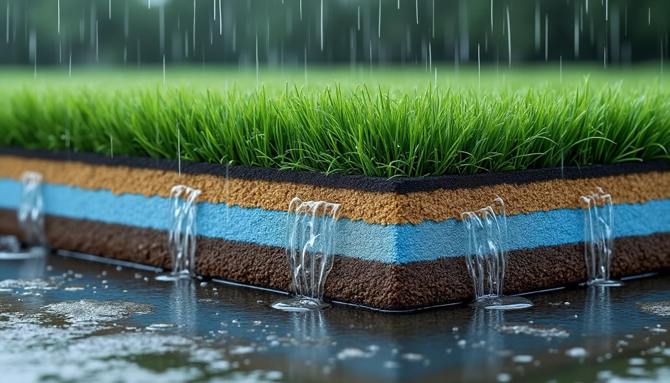 découvrez comment garantir un drainage efficace pour votre gazon synthétique afin d'éviter l'accumulation d'eau et préserver sa beauté même sous la pluie.